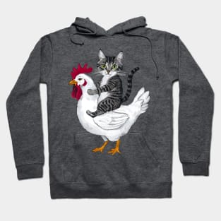 Funny Cat Riding Chicken Hoodie
